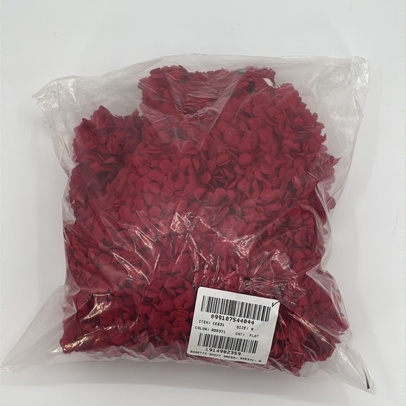 J Crew Factory Rosette mini dress in Deep Ruby Red size 0 NWT CE631 - Picture 11 of 12